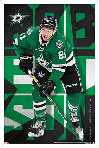Miniatura 13 de Trends International NHL Dallas Stars - Póster de pared de Jason Robertson 23, 34 pulgadas de largo x 22.4 pulgadas, versión enmarcada en madera