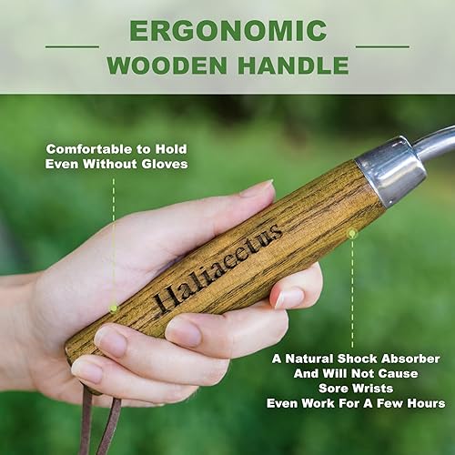 Miniatura 5 de Tenedor de mano de jardín, tenedor de mano con púas afiladas para arrancar fácilmente malas hierbas grandes, tenedor de jardín de acero inoxidable,