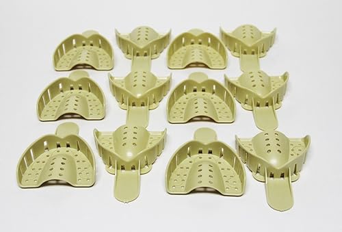 Dental impresión de plástico desechables bandejas perforado esterilizable en autoclave UM # 3(12unidades)