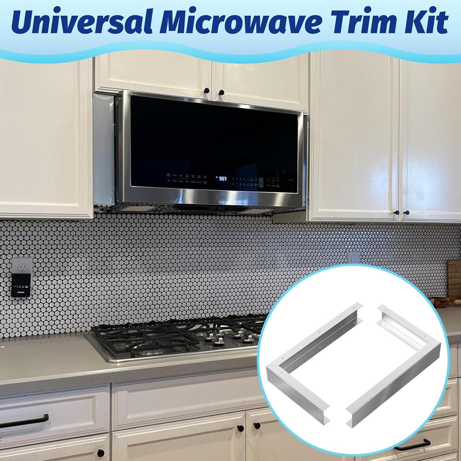2 Pcs Stainless Steel Microwave Trim Kit 3" Wide Built-in Microwave Side Panel Filler Kit 15.7" H Range Countertop Oven Gap Filler Panel with Screws
