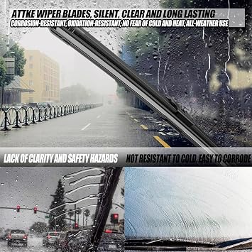 ATTKE OEM Quality Front Windscreen Wiper Blades for Ford F150 F-150 F250 F350 F-Series 2008-1999 Expedition 2006-1999 Explorer 2010-2005 Mustang 2004-99 (20″+20″ Front Windshield Wiper Blade Set)