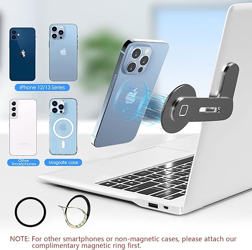 Miniatura 2 de imluckies Soporte magnético para teléfono portátil, clip de montaje lateral ajustable para monitor de computadora compatible con iPhone 141312