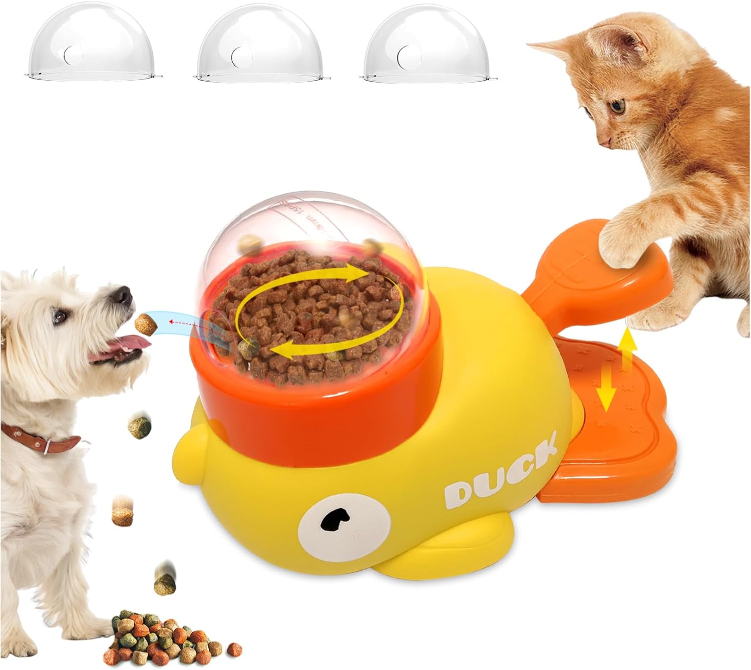 KutaKuta Interactive Yellow Duck Shape Pet Feeder — 2025 Treat Dispenser Dog Toy & Interactive Dog Toys, Slow Cat Food Dispenser Interactive Cat Toy, Dog Enrichment Toy for Healthy Playmates