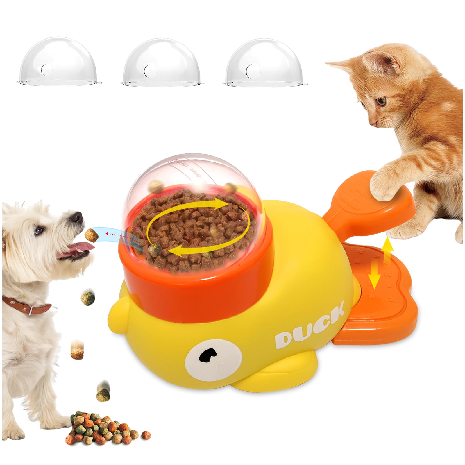 KutaKuta Interactive Yellow Duck Shape Pet Feeder — 2025 Treat Dispenser Dog Toy & Interactive Cat Toy, Progressive Feeding Dog & Cat Feeder, Adjustable Aperture for Dry Food & Treats