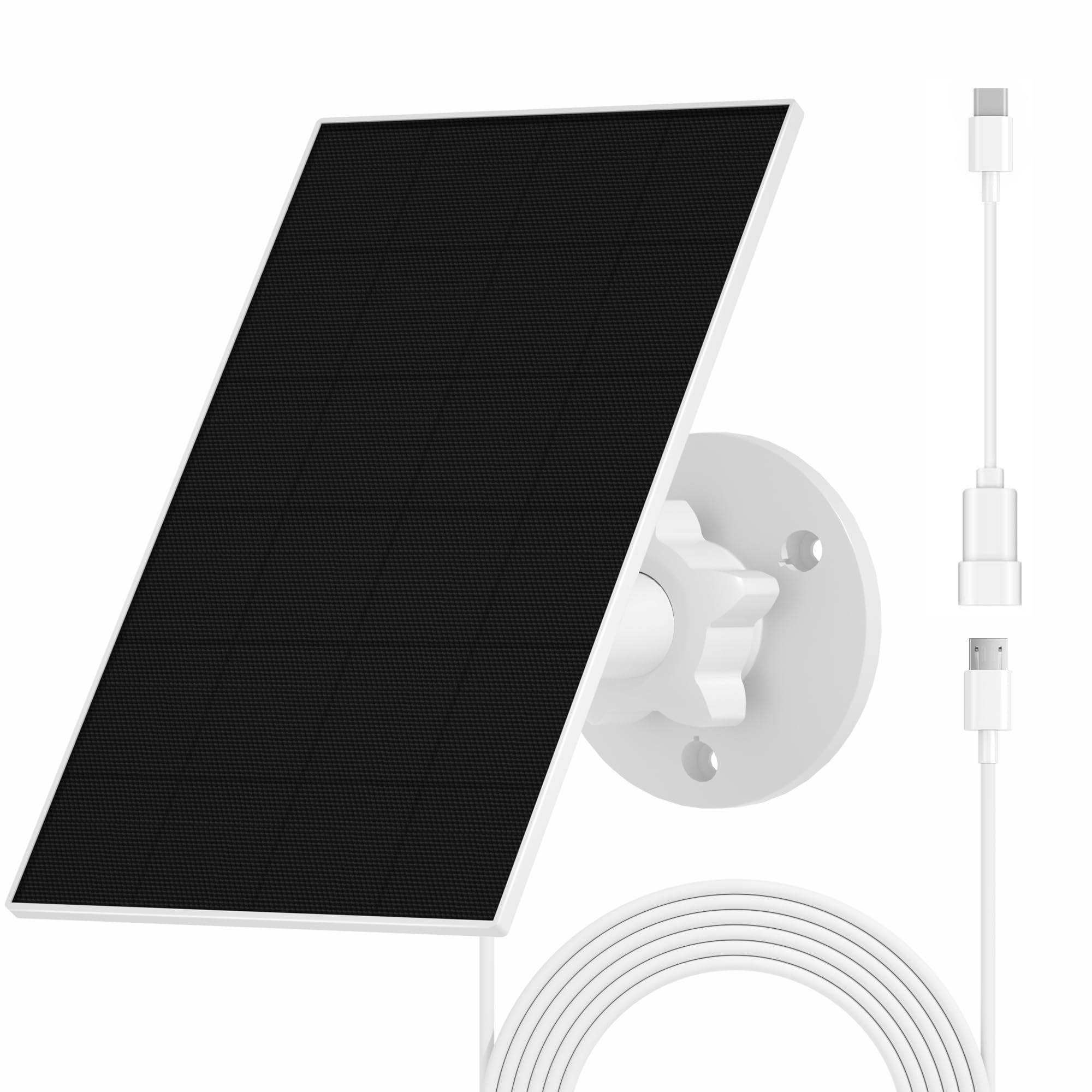 Panneau Solaire pour Caméra Eufy, Panneau Solaire 5V 2,5W Compatible avec Eufycam,2C/2C Pro, 2/2Pro, E20/E40, Solo, SoloCam Spotlight, Micro USB & Bouchon en Caoutchouc Inclus, Étanchéité IP65