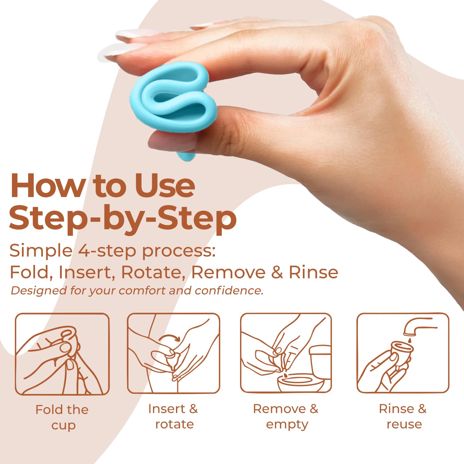 Copa menstrual, reutilizable, suave y segura, de silicona de grado médico, 12 horas de comodidad, alternativa de tampón y almohadilla ecológica para un estilo de vida activo y flujo pesado