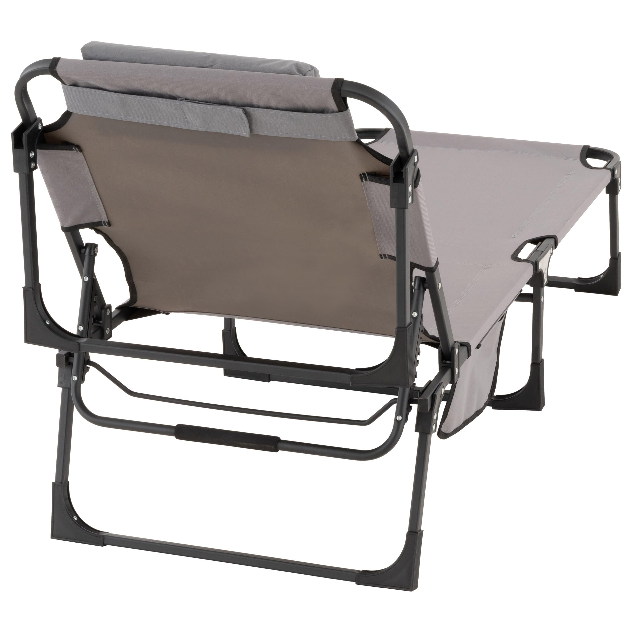 NEXOS 5-Fach verstellbare Sonnenliege mit Kopfkissen - Farbe: Grau 182x60x30cm Polyester