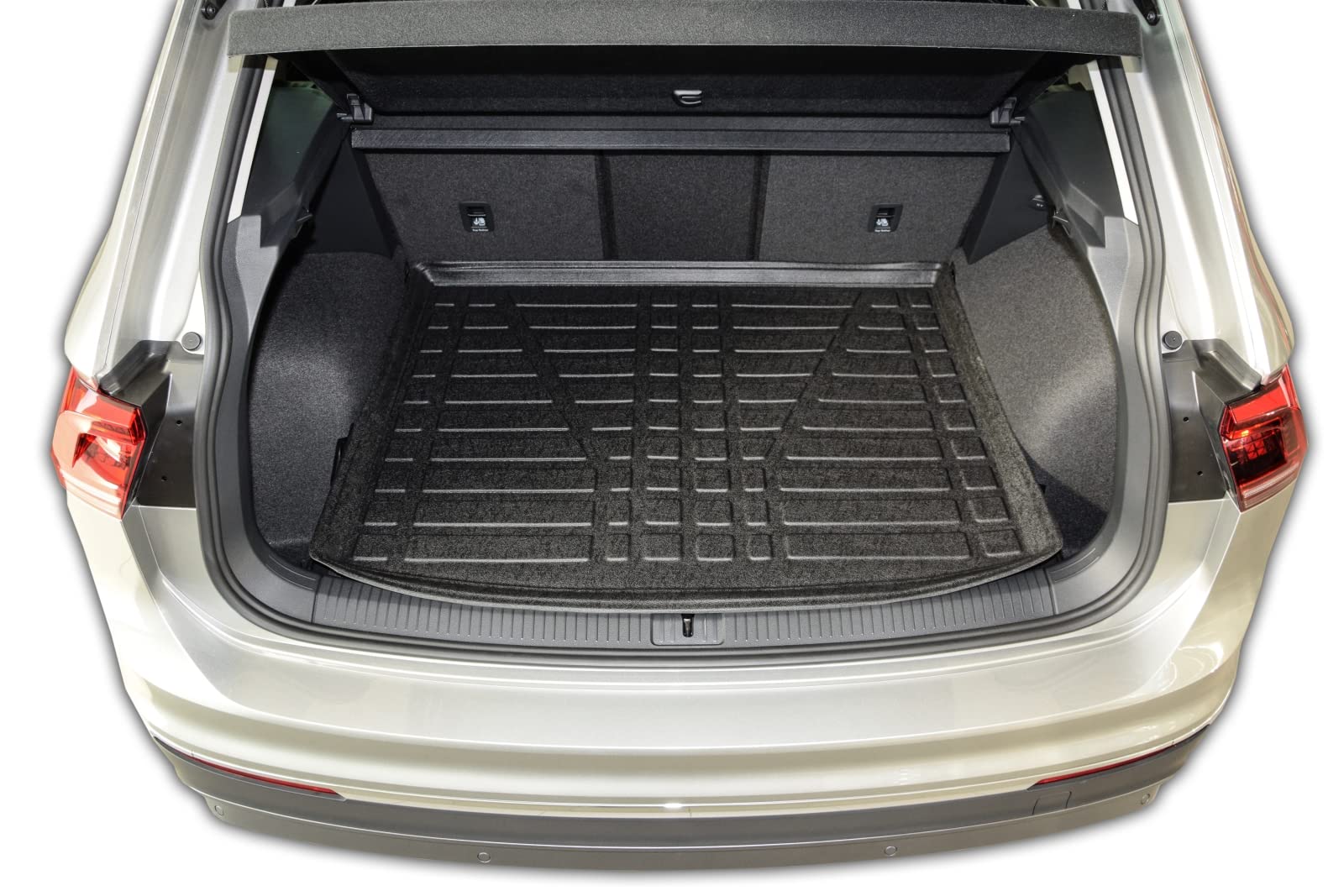 SCOUTT Vasca Bagagliaio per Volkswagen Tiguan 2 2016-2024 Piano superiore, in TPE su Misura, Proteggi Baule con Bordo Alto 4 cm, Antiscivolo, Inodore