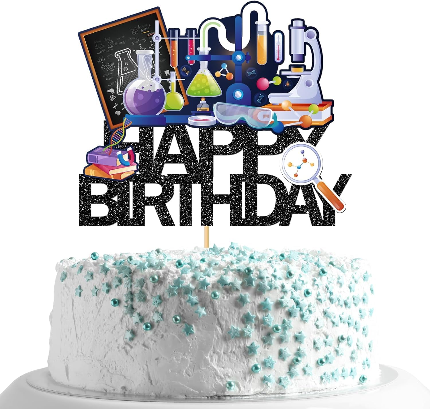 Science Happy Birthday Cake Topper Chemistry Theme Party Decor