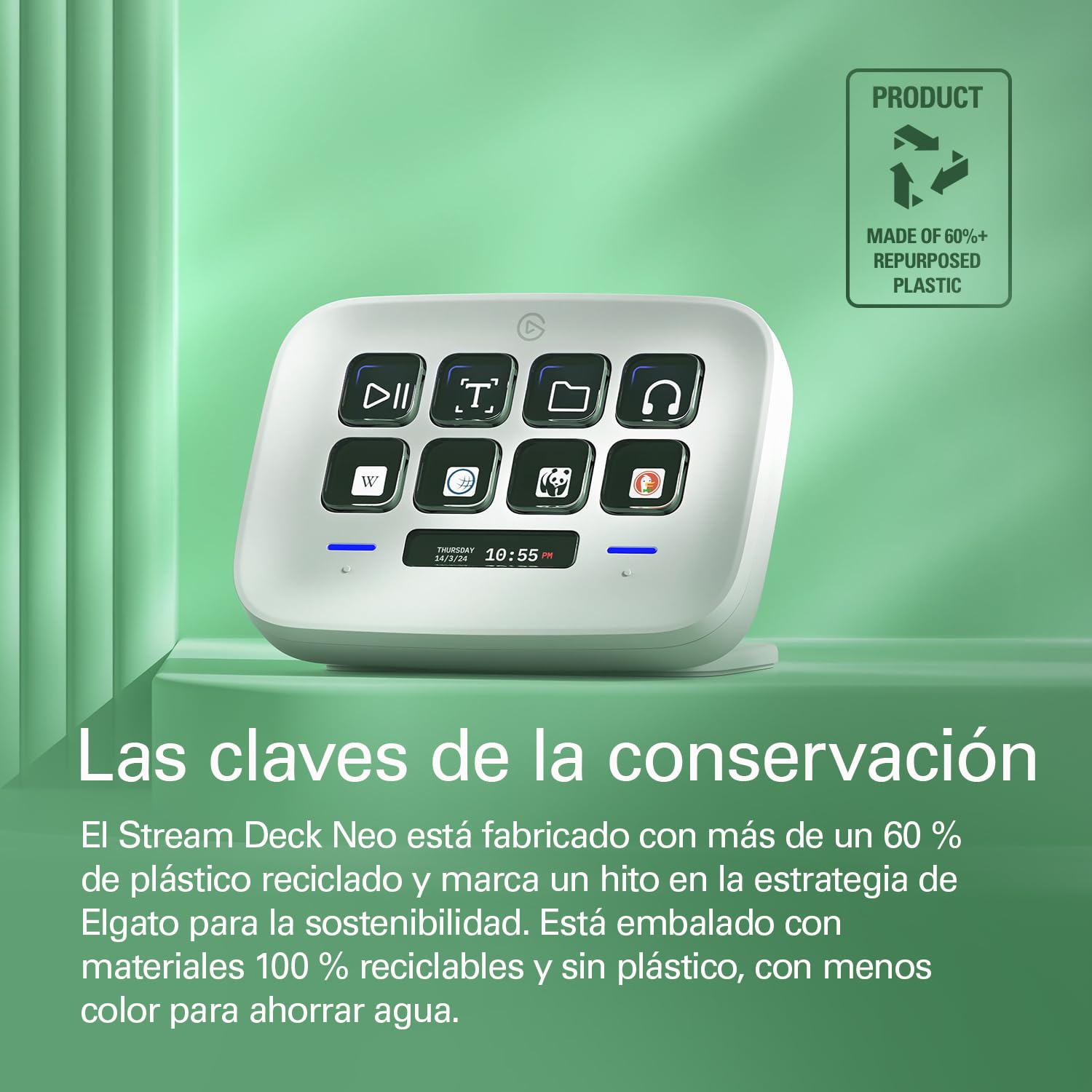 Elgato Stream Deck Neo – 8 teclas personalizables, 2 Touch Points, vuela por tus tareas y procesos - Controla Word, Excel, PowerPoint, Teams, Zoom, Spotify, etc. Configuración sencilla - Para Mac y PC
