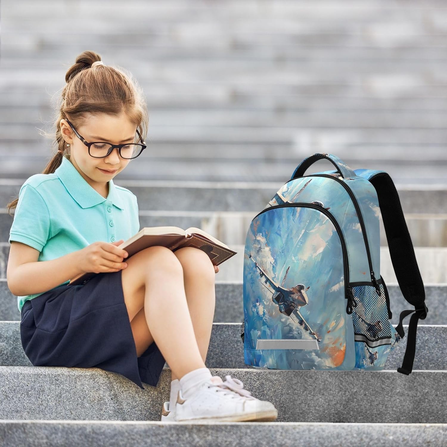 ALAZA Toddler Backpack School Girls Boys Bookbag Kids Children Bags Fighter Jet Painting Student Daypack Travel Teen - Image 7