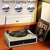Vista 5 de Record Player with Built-in Four Stereo Speakers, Three LED Lighting Modes, AT-3600L Cartridge, All-in-one Vinyl Record Player Support Bluetooth