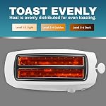 Maxi-Matic ECT-4829 Long Cool Touch 4-Slice Toaster with Extra Wide 1.25" Slots for Bagels, Waffles and Specialty Breads, CANCEL, Reheat, Defrost 6 Shade Settings, White