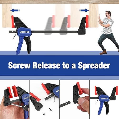 Miniatura 5 de WORKPRO Juego de 8 abrazaderas para carpintería, paquete de 4 abrazaderas de mini barra de 4-1/2 pulgadas y 4 abrazaderas de resorte