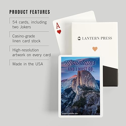 Miniatura 3 de Lantern Press Parque Nacional de Yosemite, California, The Mountains are Calling, Half Dome y Sunset (52 cartas de juego, baraja de cartas de tamaño