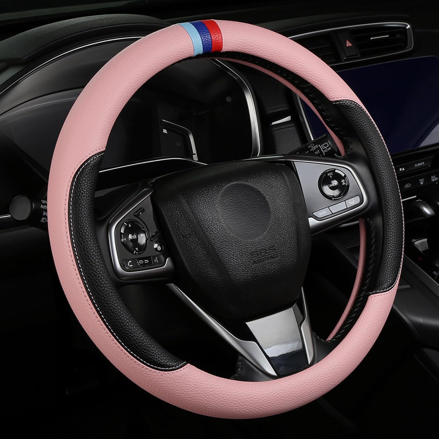Cxtiy Steering Wheel Cover for BMW X1 X2 X3 X4 X5 X6 330i 530i 740i iX1 iX3 i4 i5 M3 M5 (Pink, Standardized(14.5'-15'))