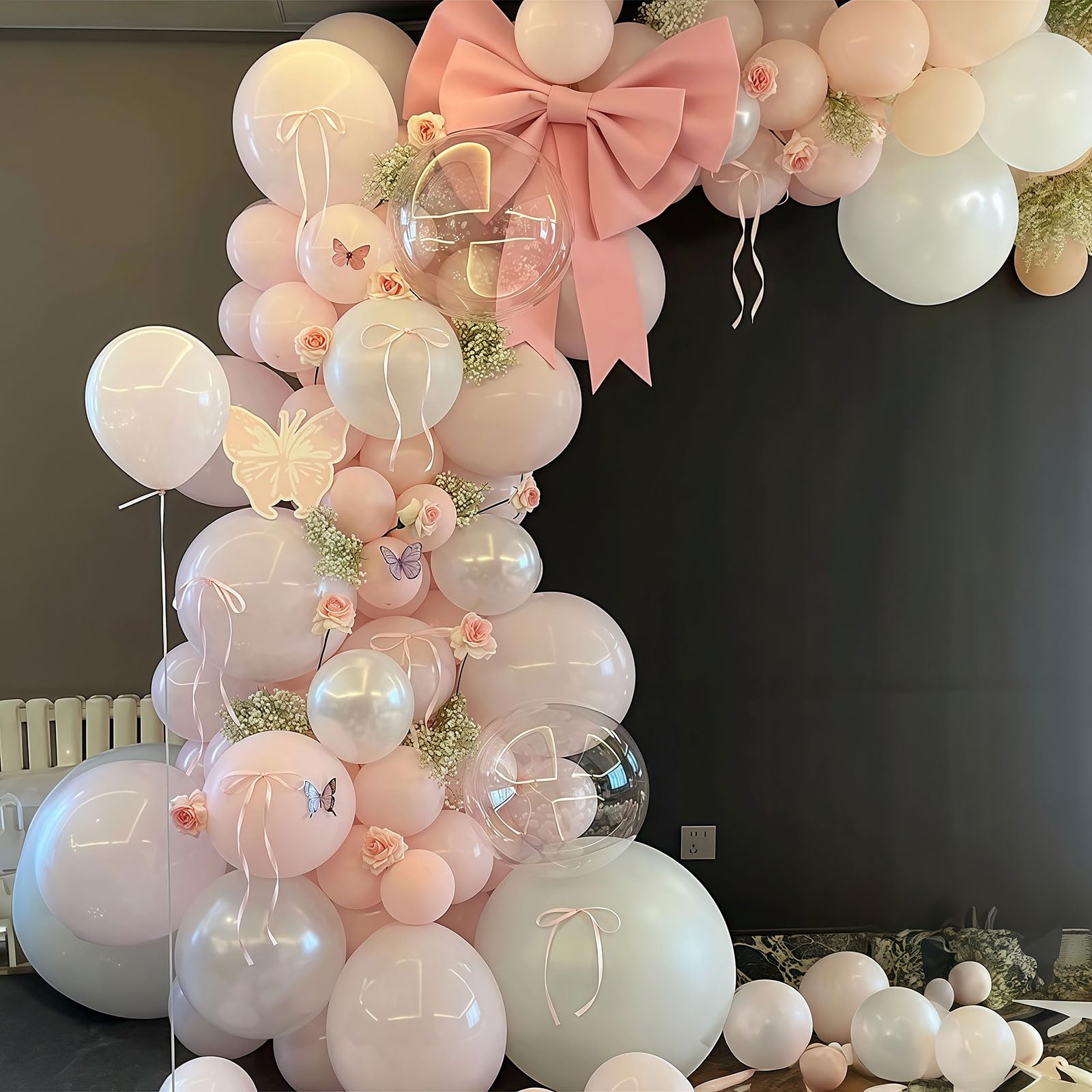 Różowe balony, 60 szt., jasne, perłowe, różowe i białe, lateksowe balony imprezowe, 30 cm, podwójne wypchane balony dla dziewcząt, księżniczki, ślub, urodziny, baby shower, dekoracje imprezowe