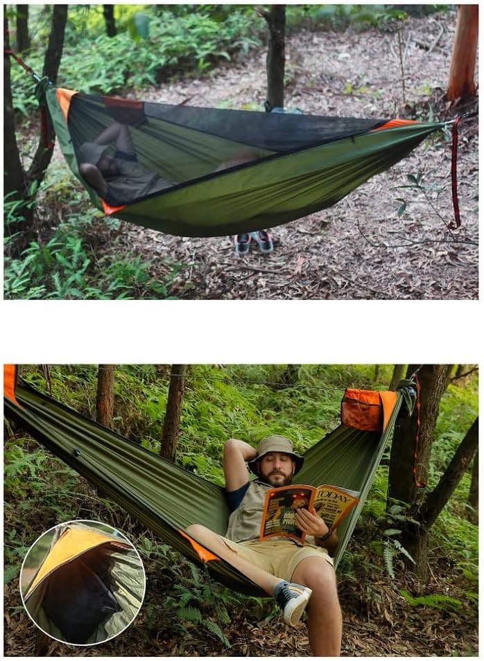 Outdoor Hammock Anti-Rollover Travel Camping Portable Hammock Hanging Chair Outdoor Portable Camping Travel Equipment (Color : Orange, Size : 310 * 140cm)