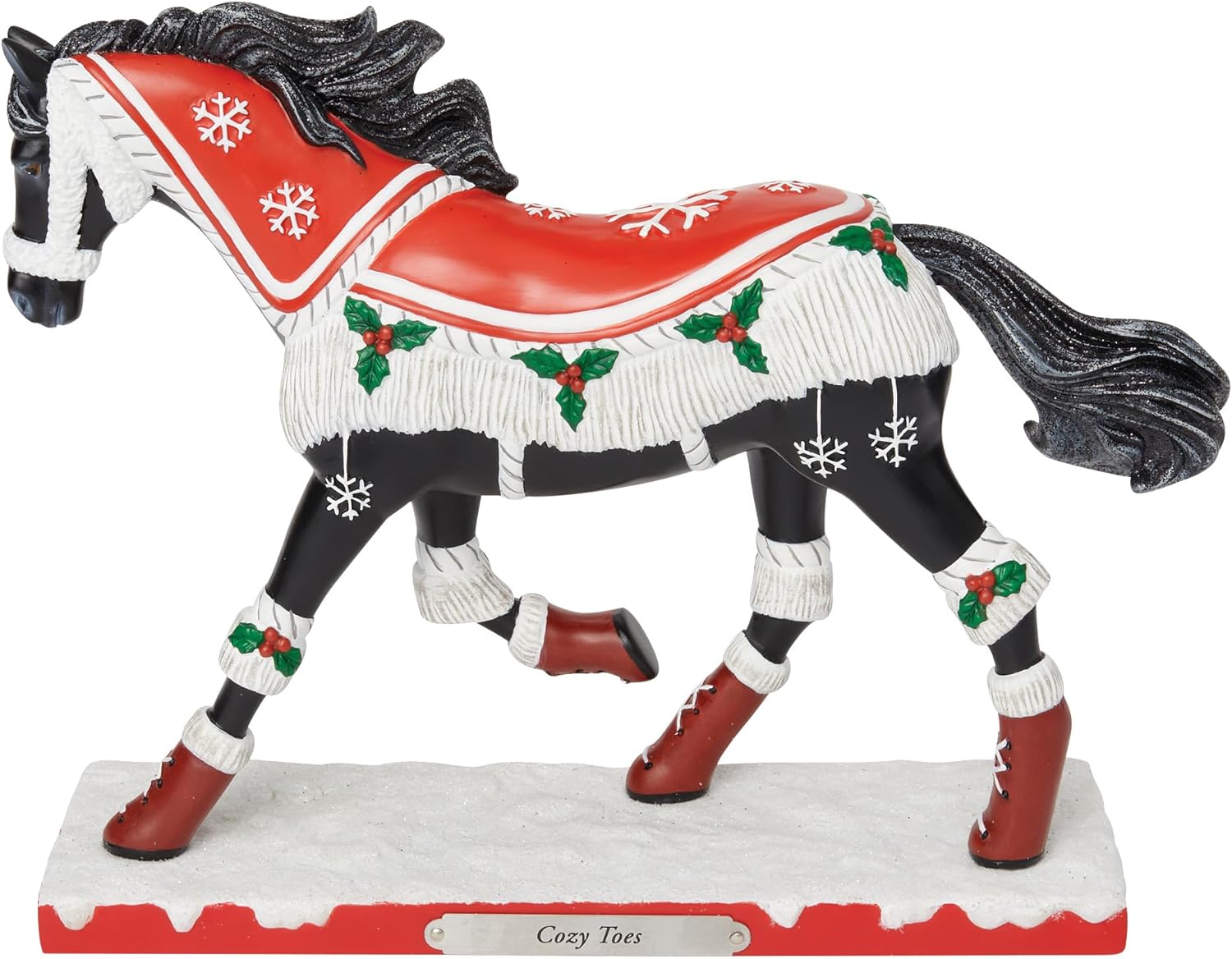 Enesco The Trail of Painted Ponies Christmas Cozy Toes Figurine, 7.3 Inch, Multicolor