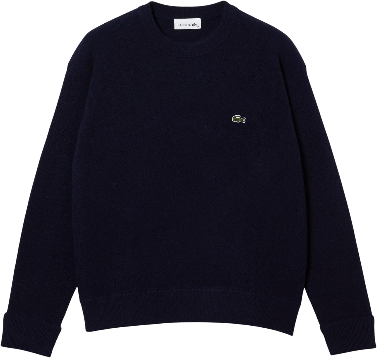 Lacoste Womens Relaxed Fit Carded Wool Moss Stitch Sweater
