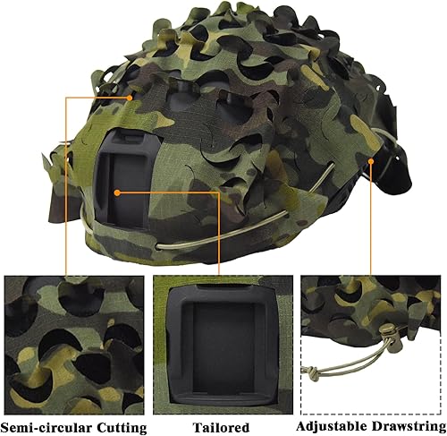 Vista 42 de LOOGU Funda táctica para casco, malla transpirable, camuflaje camuflaje casco cubierta ideal para combate táctico militar LOOGU SPRETTA.C MT frondoso