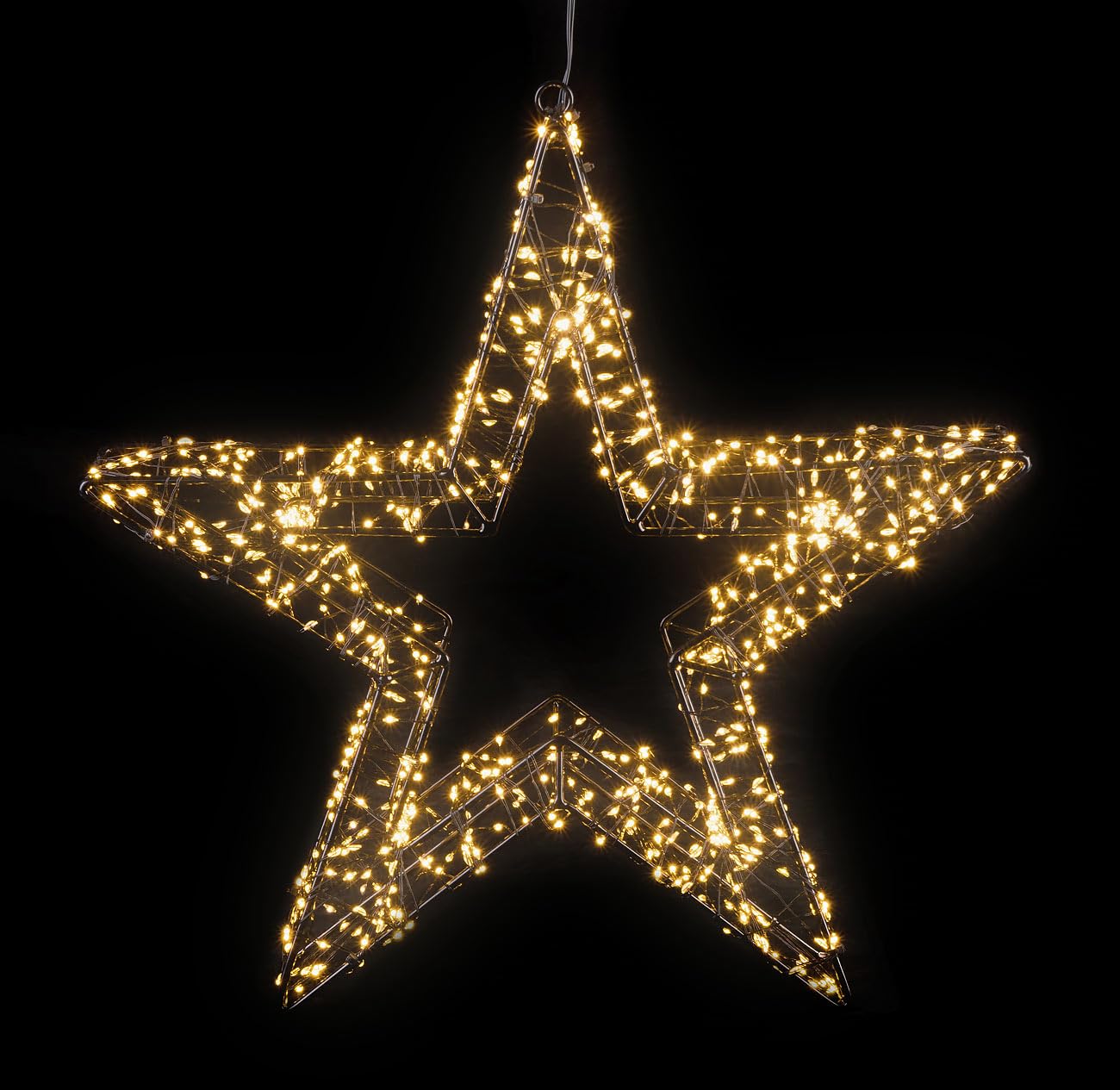 Lunartec Stern: 3D-LED-Lichterstern, Firework-Effekt, 1.440 LEDs, warmweiß, IP44, 50cm (Weihnachtssterne, Weihnachtsbeleuchtung aussen, Winter)