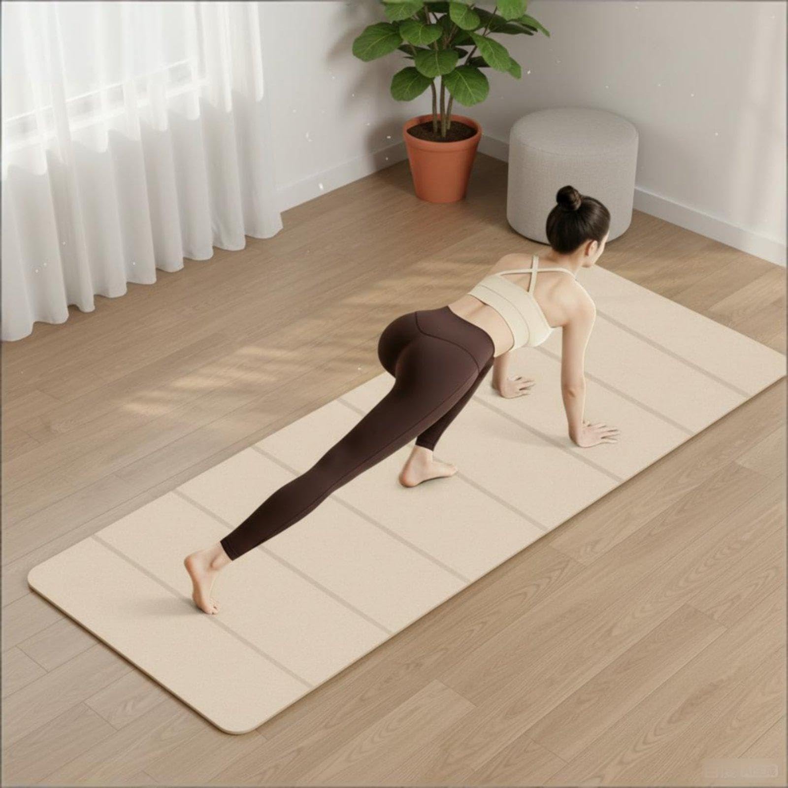 Foldable Exercise Mat Non-Slip Surface Exercise Exercise Pad Additional Thick Fitness Gear for Stretching Practitisinglers, Beginners, Resting 8MM Null Cream 3-piece-image-47
