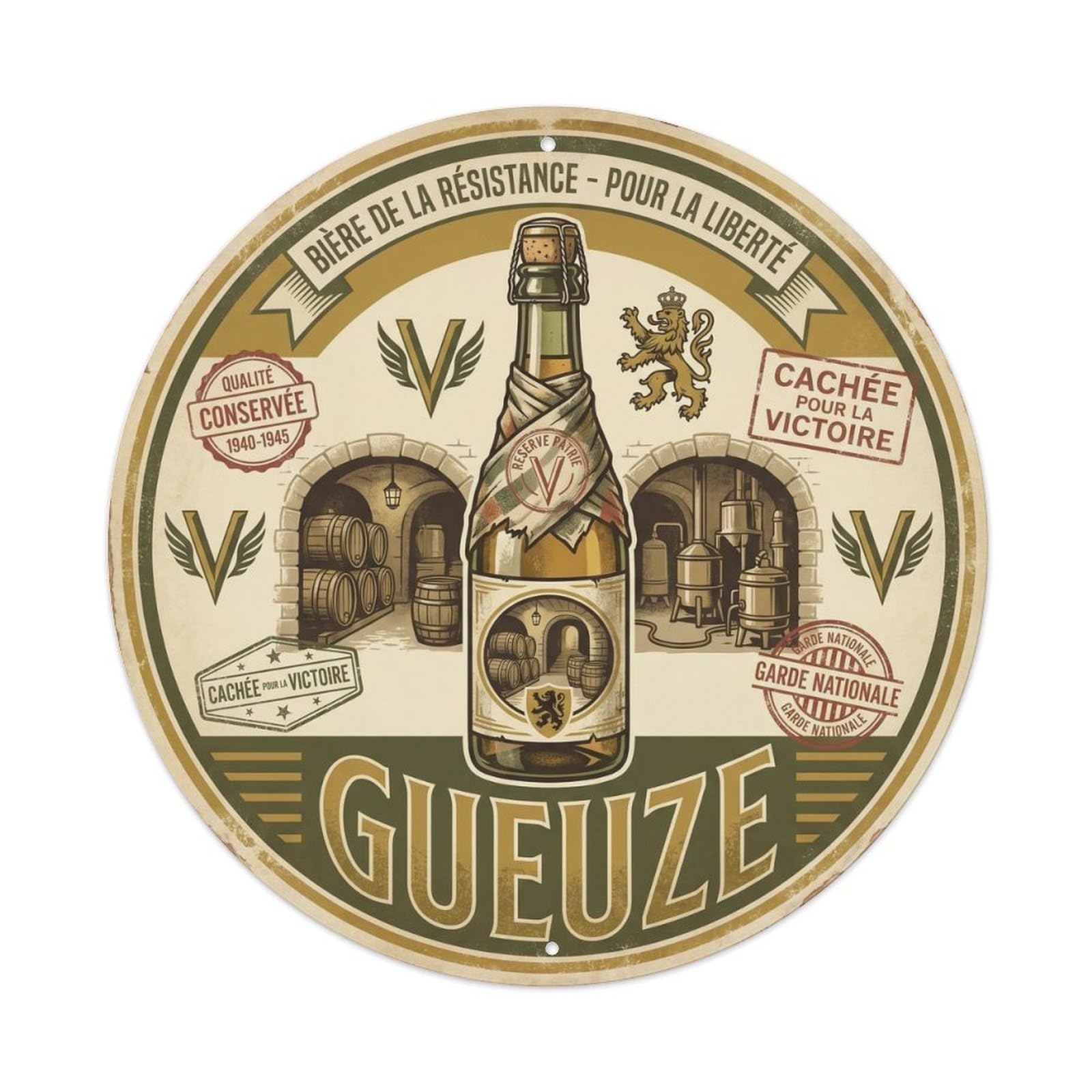 Gueuze Sour Beer Lambic Belgian Brewery Culture Classic Metal Tin Sign