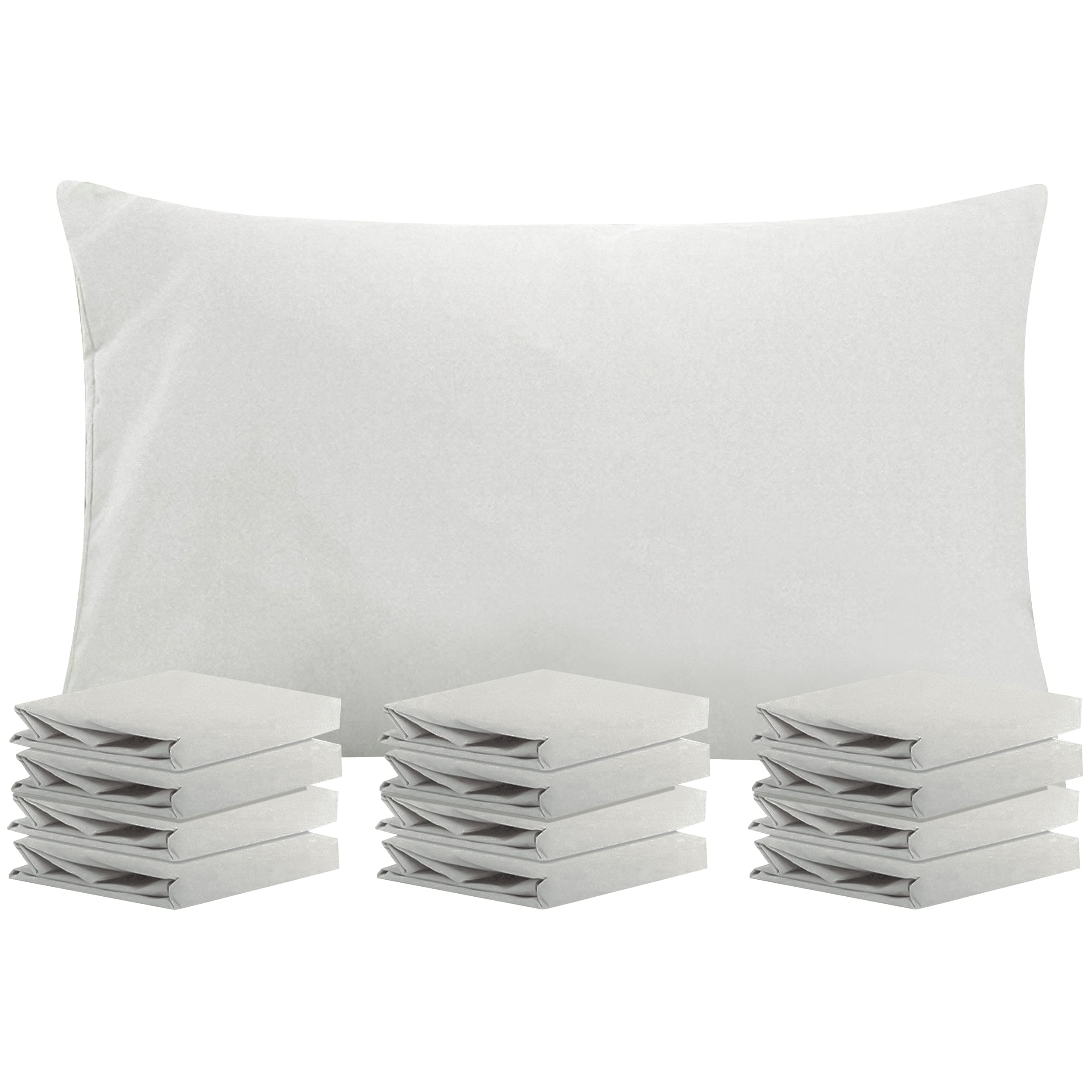Taies d'oreiller en microfibre douces et infroissables gris clair NTBAY