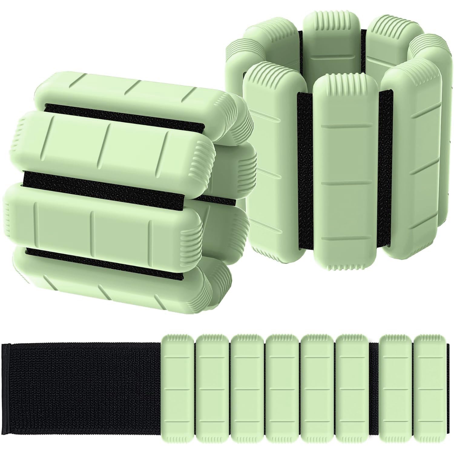 TOPESCT Wearable Wrist Ankle Weights Set of 2(1 lb/2 lbs Each),Adjustable Arm Weighted Bracelet for Strength Training Walking Running Pilates Jogging Yoga (Mint Green, 1 lbs/each)