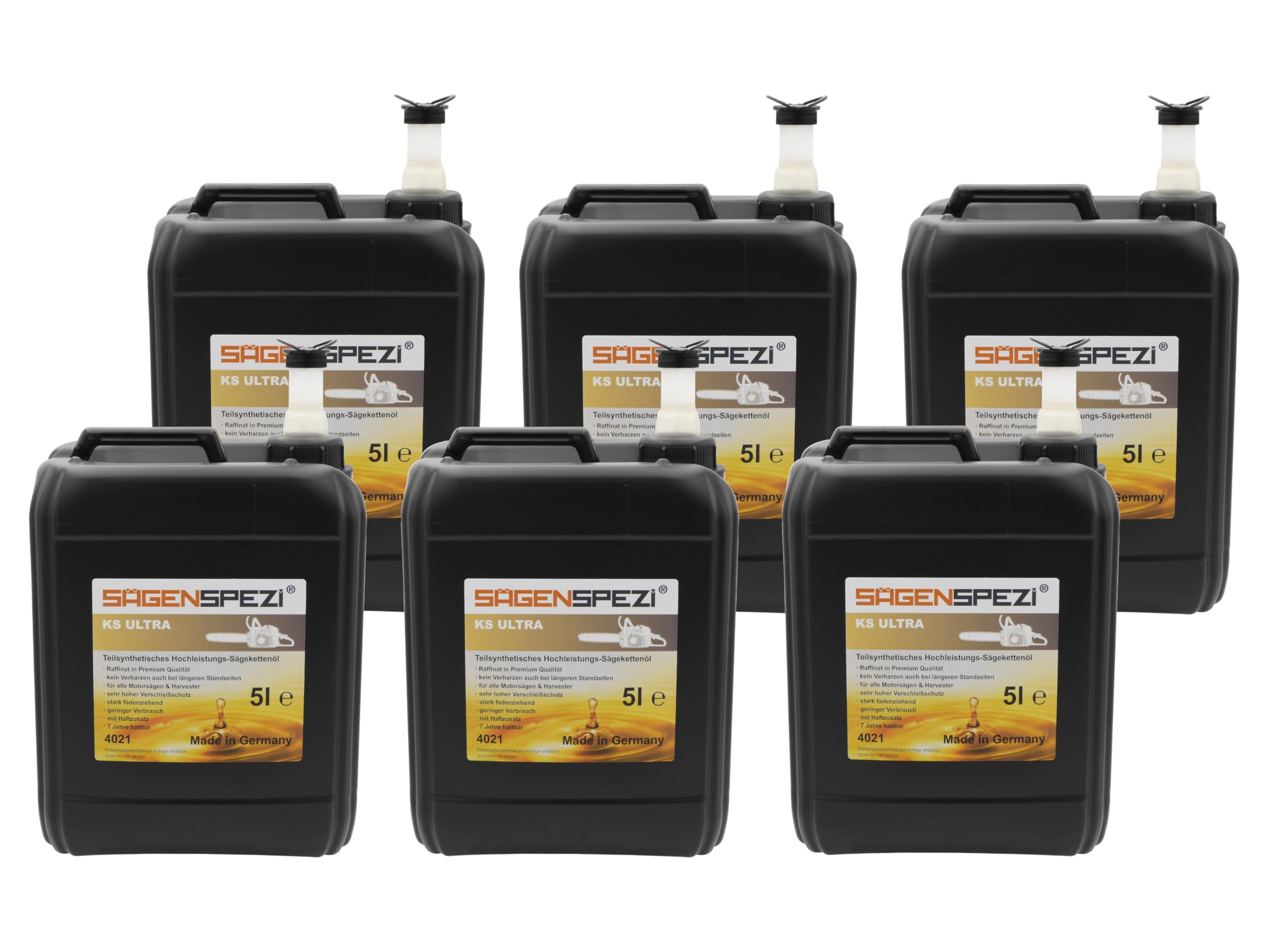 6x 5 Liter (insgesamt 30 Liter) Säge-Kettenöl KS ULTRA Sägenspezi Premium Haftöl für Motorsägen 30L