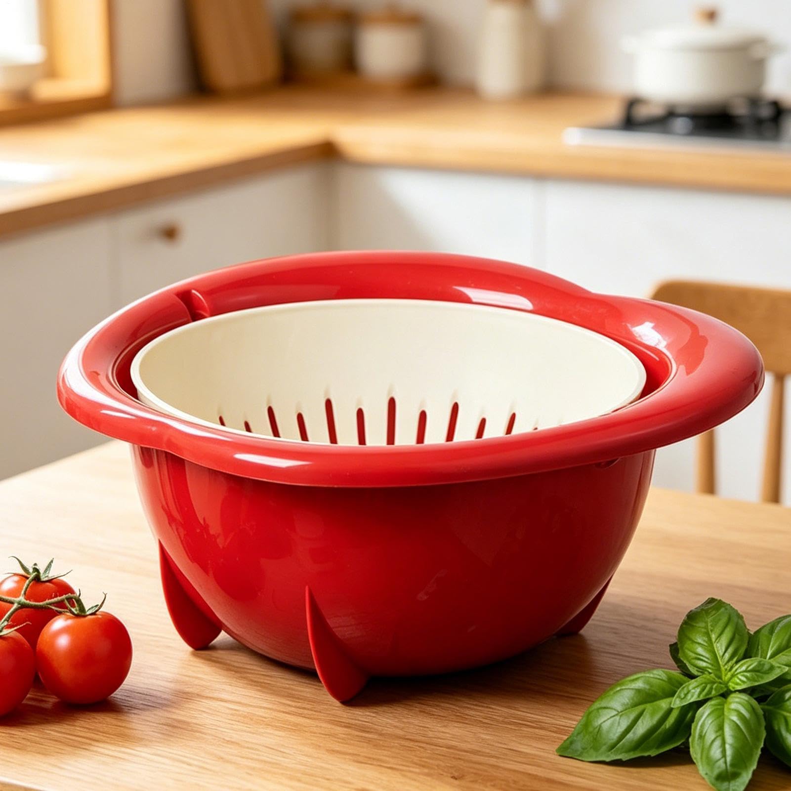 Bol Colador de Cocina Colador Mezclador Multifuncional Con Rápido Y Diseño | Escurridor de Cocina y también Colador para Alimentos para Bayas, Ensaladas, Pastas, Cocina, Lechuga y Comida