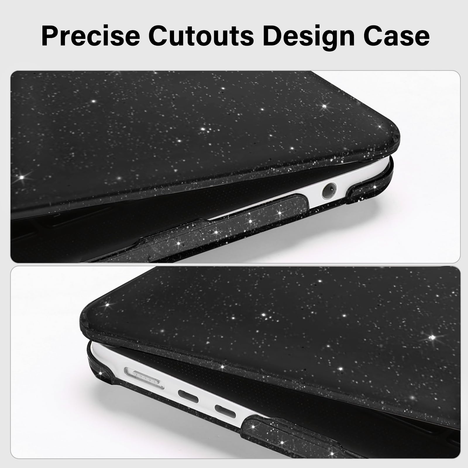 MOSISO Cover Compatibile con MacBook Air 15 Custodia M5 M4 M3 M2 2026-2023 A3448 A3241 A3114 A2941, Glitter Cover per Macbook Air 15 Pollici M5 M4 M3 M2 Case&Copritastiera&Pellicola, Nero