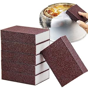 5 Pack Emery Magic Wipe Sponge, Nano Carborundum Sponge, Emery Sponge Brush Eraser Scrub, Pot Scrubber Scouring Pad Kitchen Magic Cleaning Sponge for Removing Rust Cleaning Pots and Pans