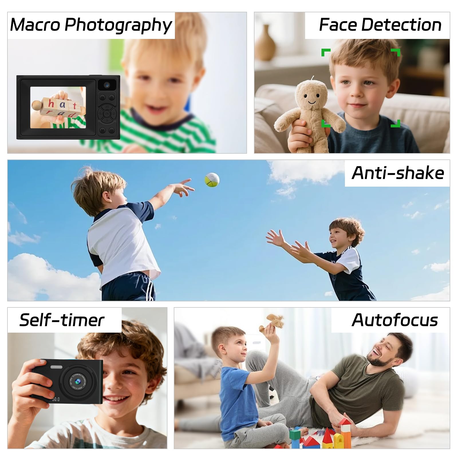 Fotocamera digitale 1080P 48MP fotocamera fotografica per bambini adolescenti, fotocamera compatta portatile da 2,4 pollici con scheda SD da 32 GB, regalo per adolescenti, studenti, principianti