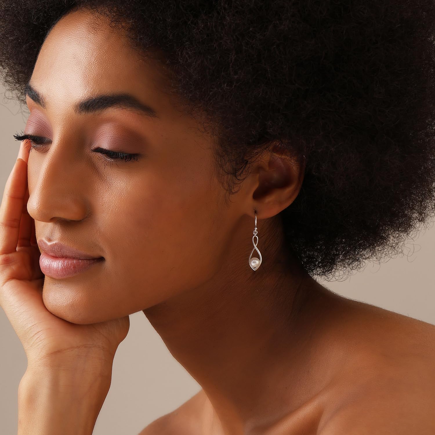 Charmsy 925 Sterling Silver Double Twisted Infinity Dangle Earrings for Women | Linear Marquise Large Loops Classic Infinity Drop Dangle Earrings