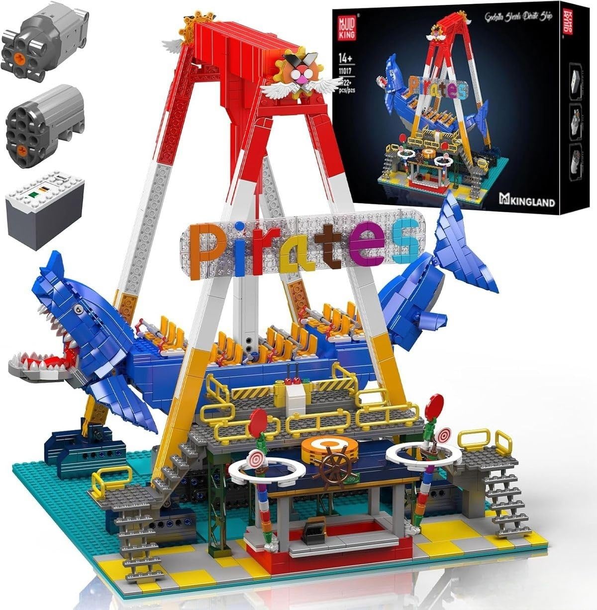 Mould King Elektrische Hai Piratenschiff-Fahrt 11017