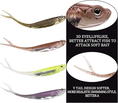 Miniatura 4 de QualyQualy Señuelos de pesca suaves Swimbait Jerk Shad Minnow Señuelo de tiro de caída, cebo de sombra, señuelo de sombra, señuelo suave para