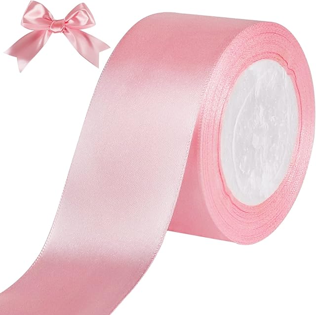 tenn well Pink Satin Ribbon, 50mm x 72 Feet Double Faced Satin Ribbon for Gift Wrapping Christmas Wedding Party Ceremony Crafts Decorations