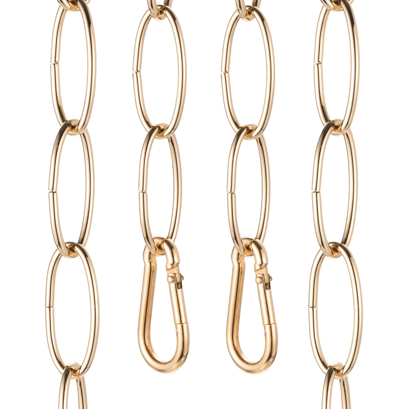 sourcing map 7ft Lighting Hanging Chain, 2.4mm/0.09" Looping Metal Pendant Chandelier Chain Extension with 2 Spring Snap Hook for Hanging Plant Pendant Chandelier Light Fixture, Rose Gold — image 1