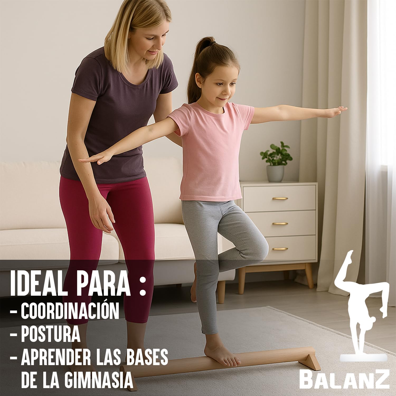 Original Cup Balanz Barra de Gimnasia de Madera Haya 100×10×8 cm | Niños & Adultos | Barra de Equilibrio para Motricidad & Rehabilitación | Gimnasio en Casa, Musculación Suave, Fisioterapia | Aerobik