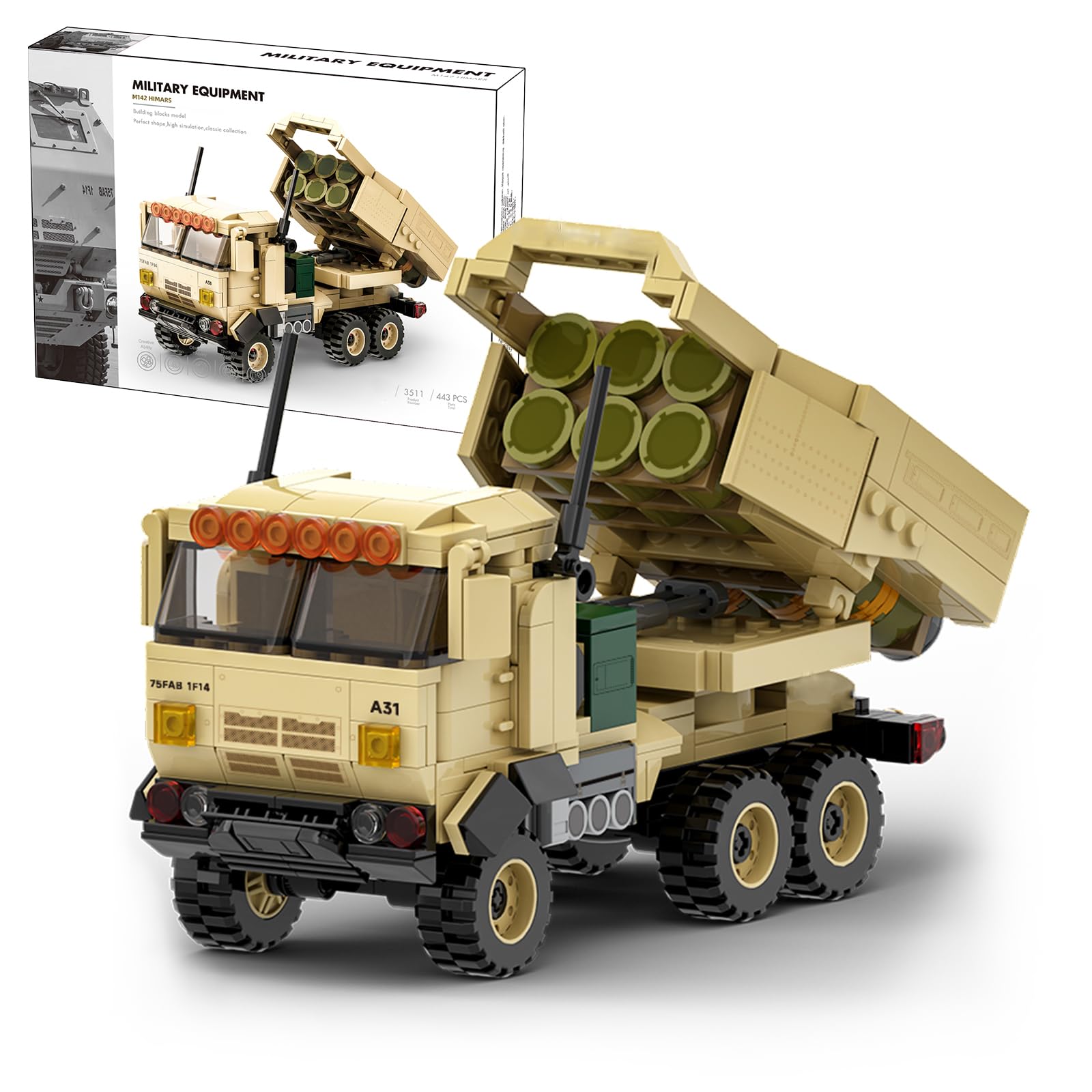 Military Vehicle Building Blocks Sets,Armored Model Brick Set Highly Detailed Set for Military Enthusiast, Teens and Adults (M142 HIMERS)