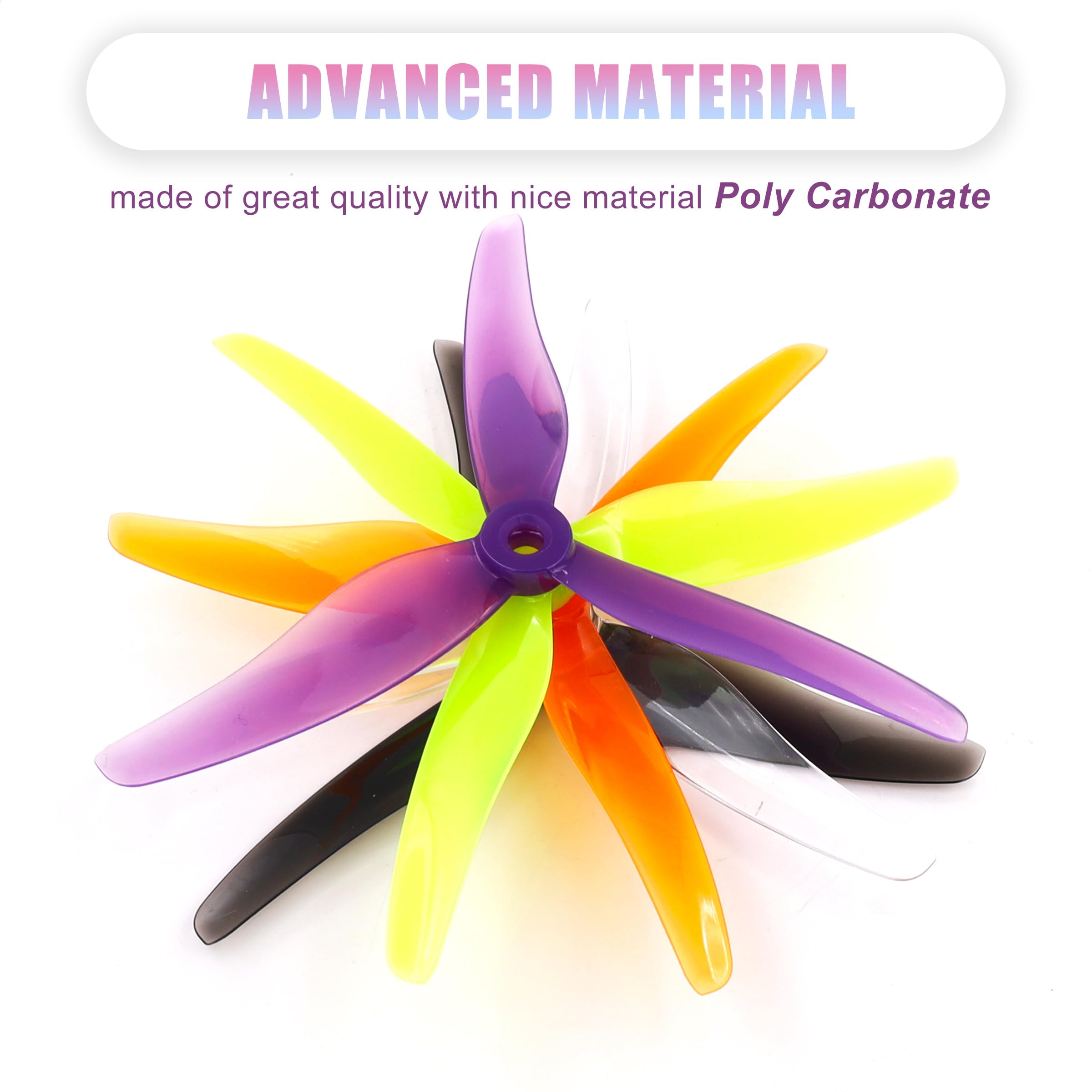 HOPLEX 20pcs FPV Drone Props Propeller: Gemfan Hurricane 51433 3-Blades 5.1x3.5 PC Props Compatible 2206-2306 Brushless Motor for RC Quadcopter FPV Racing/Freestyle Drone