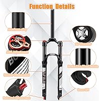 Vista 6 de BUCKLOS Horquilla MTB de Suspensión de Aire de 120mm para Viaje, 26/27.5/29, Ajuste de Rebote 1 1/8 Tubo Recto/Conico QR 9mm, Bloqueo Manual/Remoto