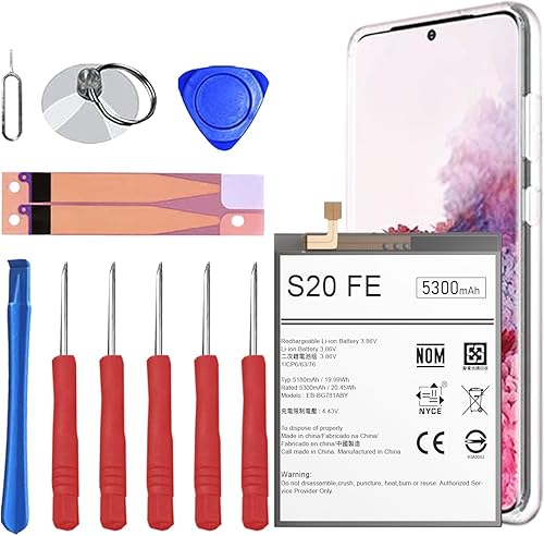 Batería para Galaxy S20 FE, [5300mAh] Alta capacidad nueva actualización de 0 ciclos de repuesto para Samsung Galaxy S20 FE 5G SM-G781B/U/W SM-A526