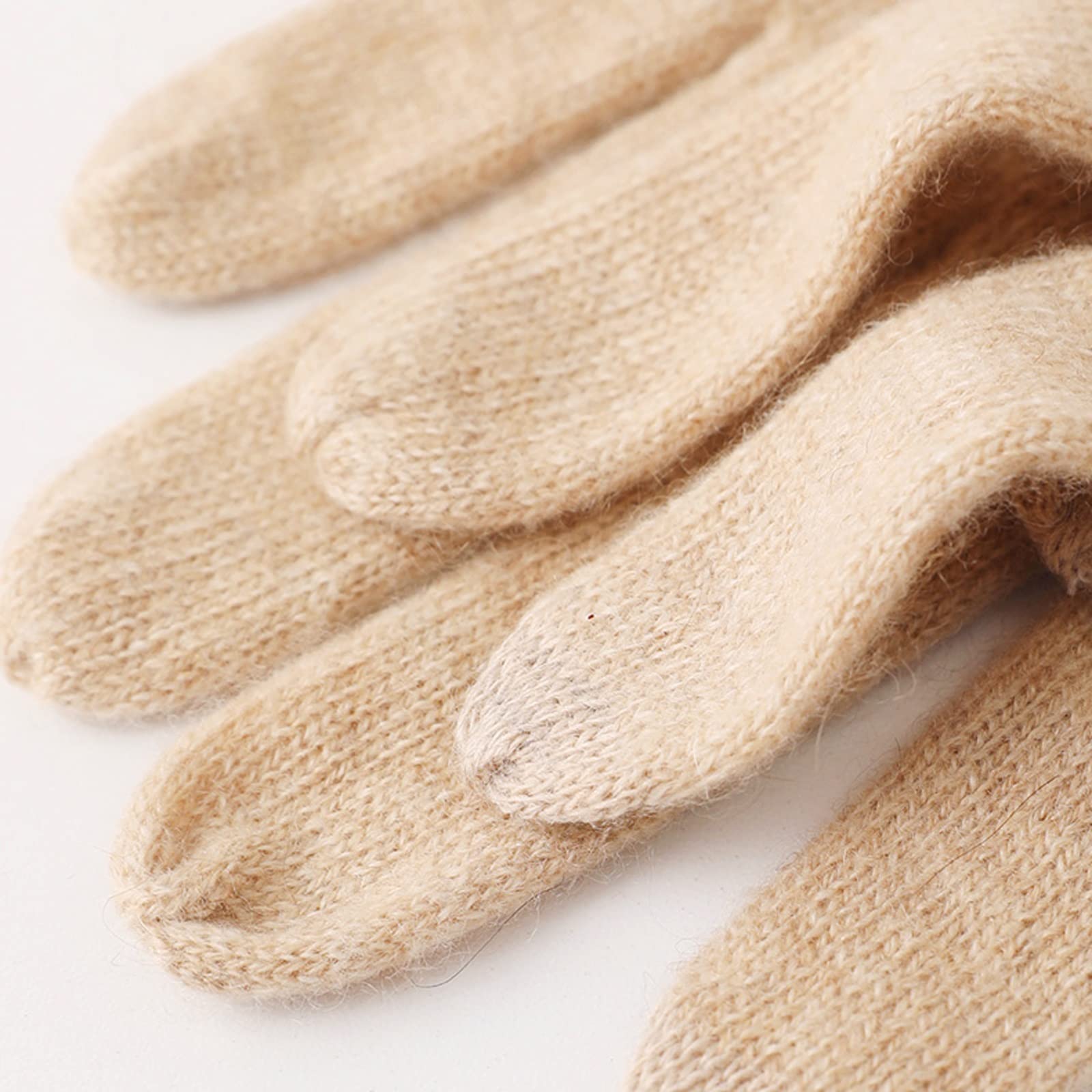 Guantes Invierno Mujer Señoras de Punto Guantes de Dedo otoño Invierno cálido Medio Longitud táctil Guantes Plisados Guantes Esqui (Color : A)