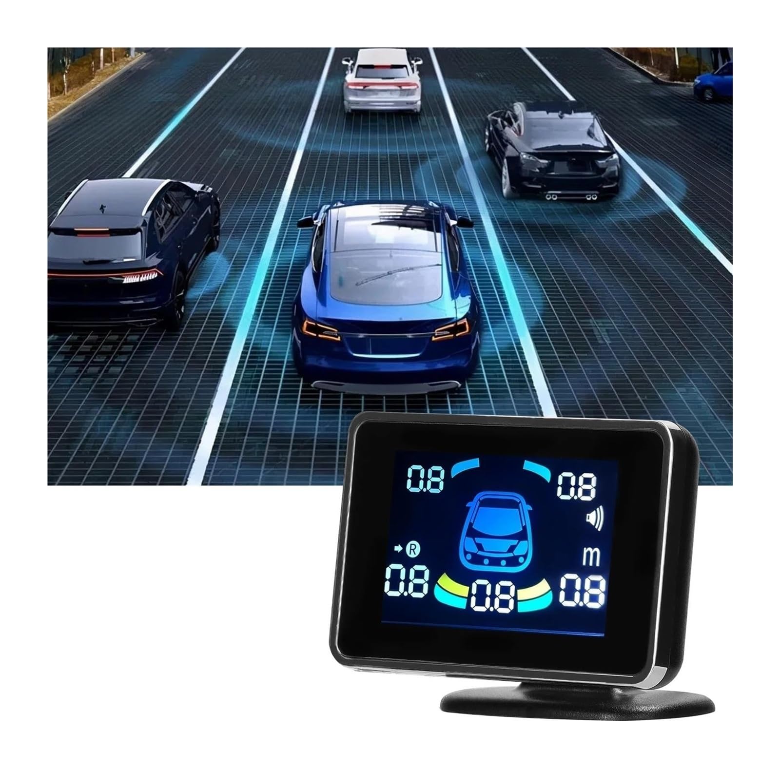 Sensore Parcheggio Radar Retromarcia Per Auto Supporto Anteriore Posteriore Avviso Sonoro/cicalino/muto Con 8 Macchina Sensori