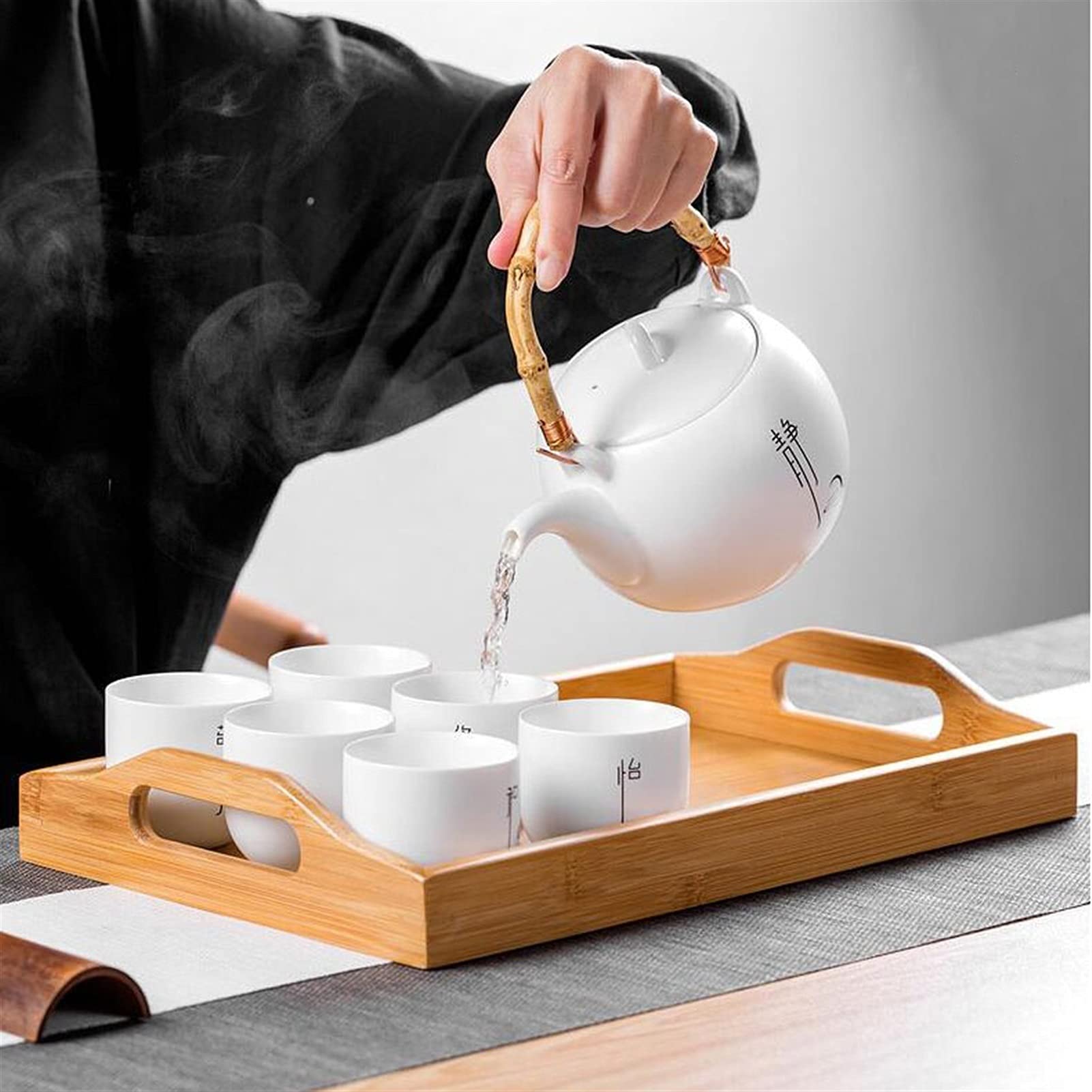 Czajnik 650 ml Ceramiczne Białe Porcelanowe Herbaty Zestawy Chiński Unikalny Czajnik Kung Fu Teaset Zaparzacz Chiny Czajniczek Unikalny prezent (Kolor: Biały, Rozmiar: A) (Biały C)