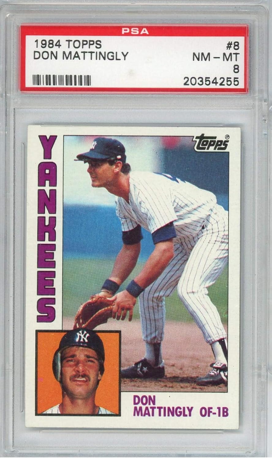 Graded 1984 Topps Don Mattingly #GOYANKS Rookie RC Baseball Card PSA 8 NM-MT