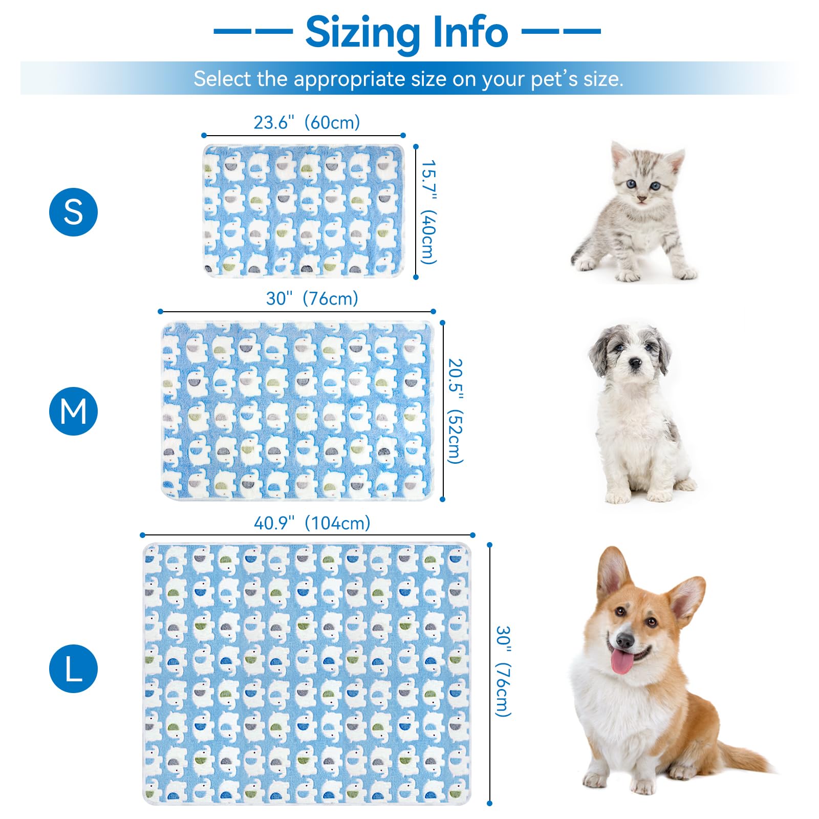 Neerow Dog Blanket Washable, 76 × 52 cm Cat Blanket, 2 Pack Fluffy Puppy Blankets for Indoor Cats Dogs Bed Sofa Travel - Image 2